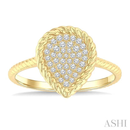 Pave-Set Pear Shape Rope Diamond Fashion Ring