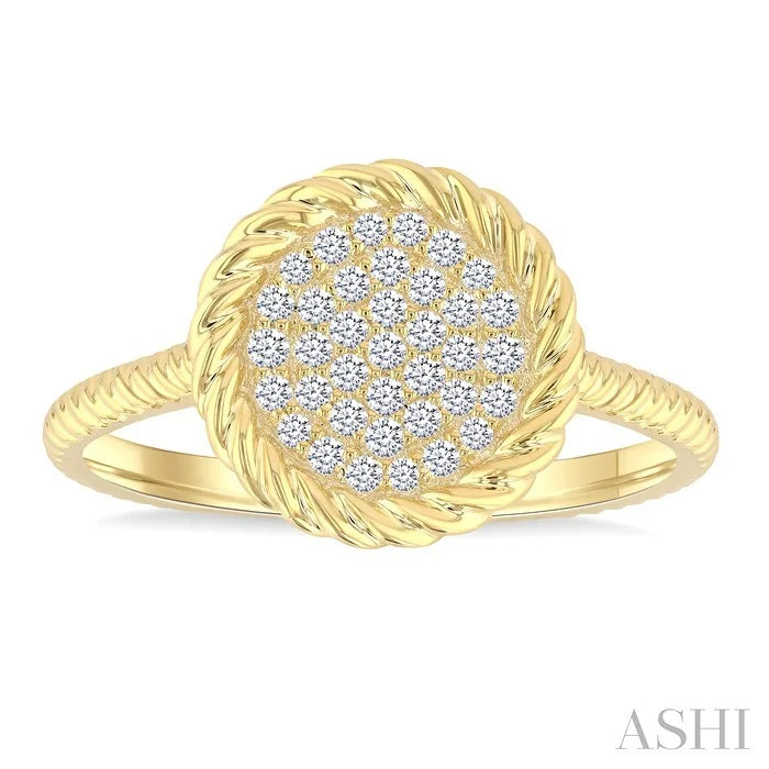 Pave-Set Round Shape Rope Diamond Fashion Ring