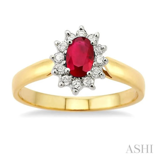 Oval Shape Gemstone & Halo Diamond Ring