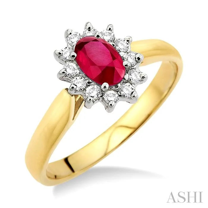 Oval Shape Gemstone & Halo Diamond Ring