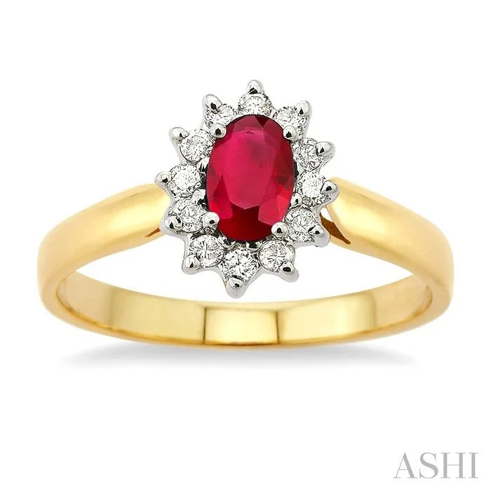 Oval Shape Gemstone & Halo Diamond Ring