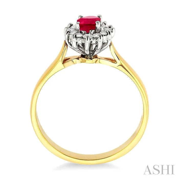 Oval Shape Gemstone & Halo Diamond Ring