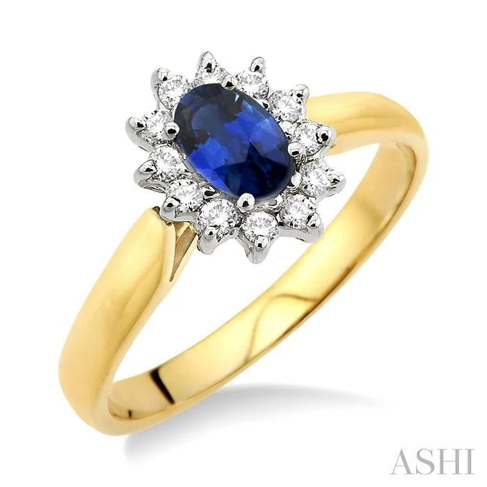 Oval Shape Gemstone & Halo Diamond Ring