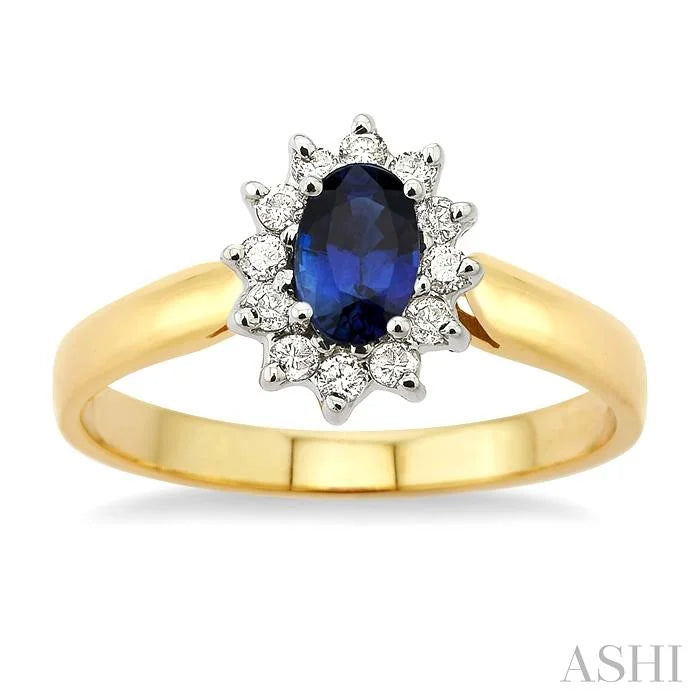 Oval Shape Gemstone & Halo Diamond Ring