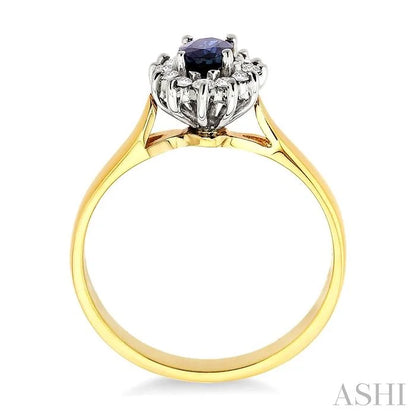Oval Shape Gemstone & Halo Diamond Ring