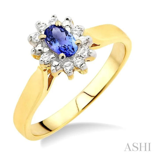 Oval Shape Gemstone & Halo Diamond Ring