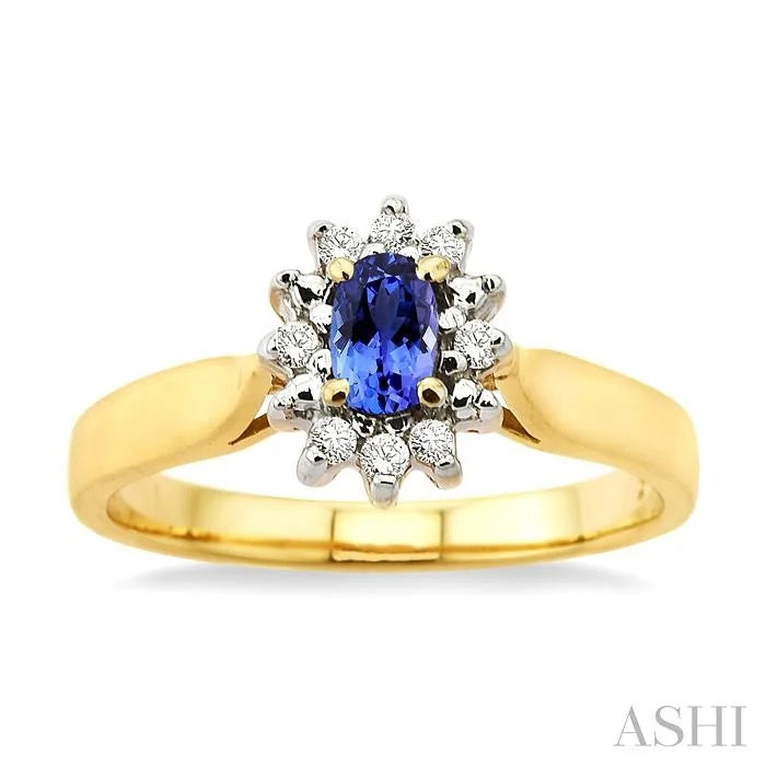 Oval Shape Gemstone & Halo Diamond Ring