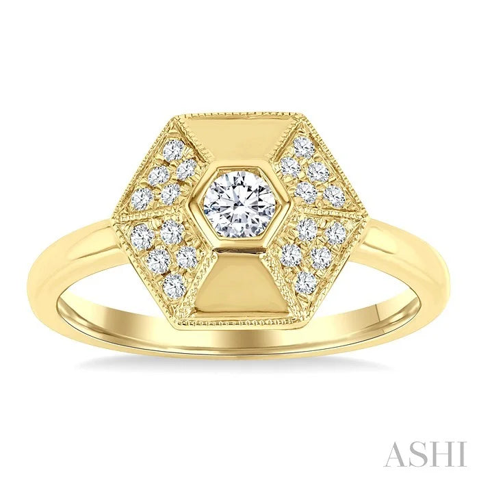Hexagon Shape Diamond Fashion Ring
