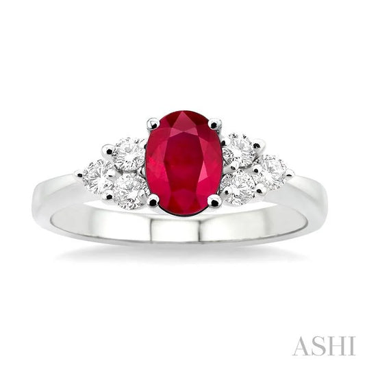 Oval Shape Gemstone & Diamond Ring