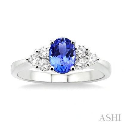 Oval Shape Gemstone & Diamond Ring