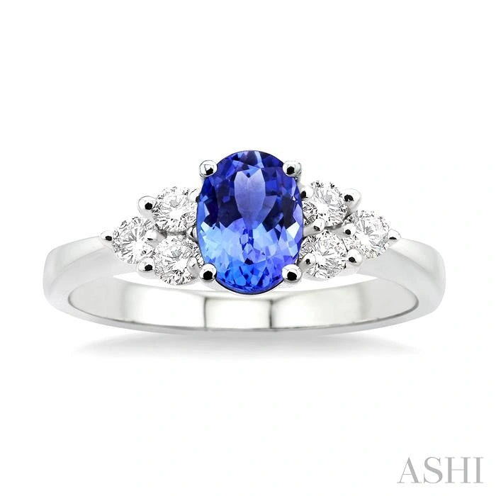 Oval Shape Gemstone & Diamond Ring