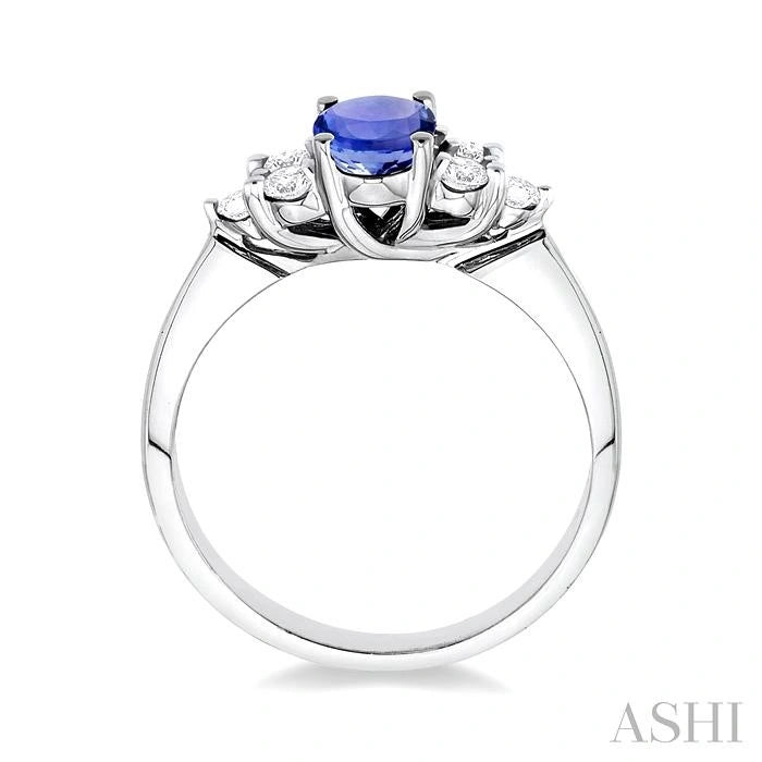 Oval Shape Gemstone & Diamond Ring