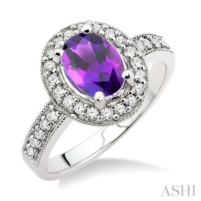 Oval Shape Gemstone & Halo Diamond Ring