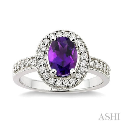 Oval Shape Gemstone & Halo Diamond Ring