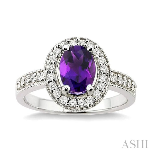 Oval Shape Gemstone & Halo Diamond Ring