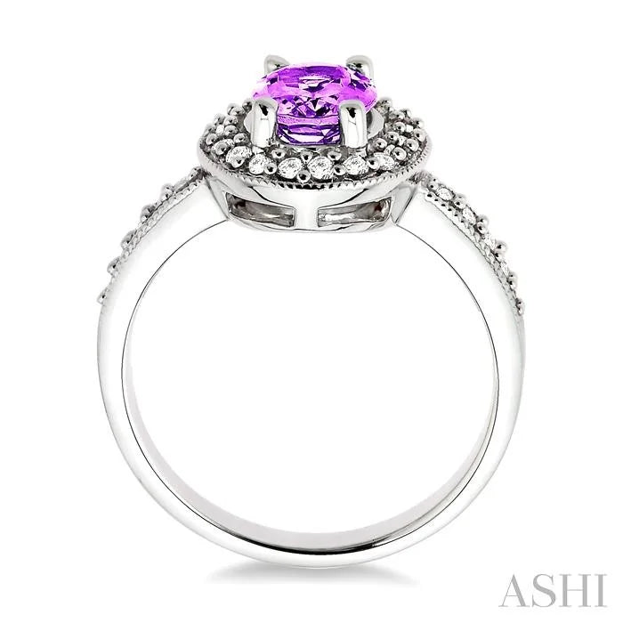 Oval Shape Gemstone & Halo Diamond Ring