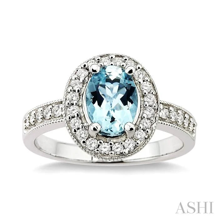 Oval Shape Gemstone & Halo Diamond Ring