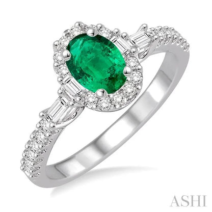 Oval Shape Gemstone & Halo Diamond Ring