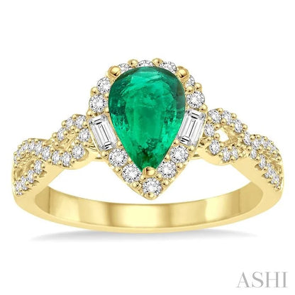 Pear Shape Gemstone & Halo Diamond Ring