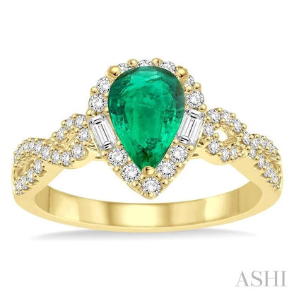 Pear Shape Gemstone & Halo Diamond Ring