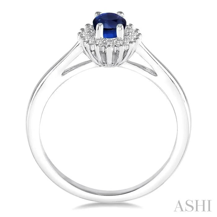 Oval Shape Gemstone & Halo Diamond Ring