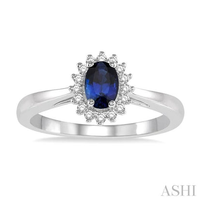 Oval Shape Gemstone & Halo Diamond Ring