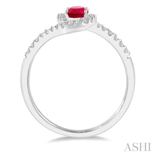 Oval Shape Gemstone & Halo Diamond Ring