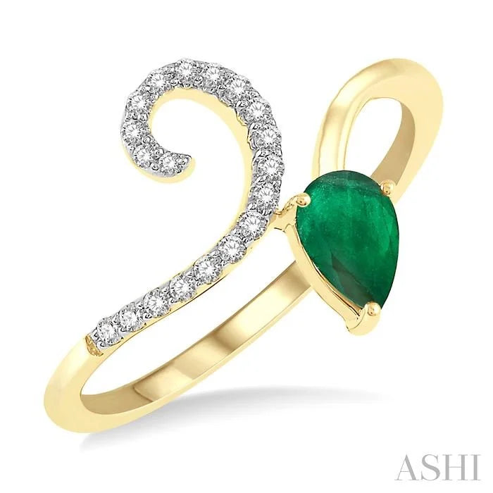 Pear Shape Gemstone & Diamond Ring