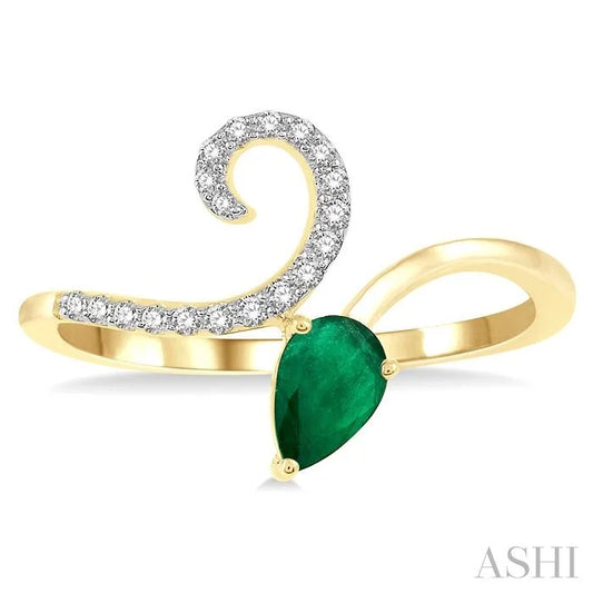 Pear Shape Gemstone & Diamond Ring
