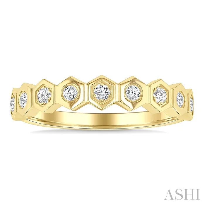 Stackable Hexagon Shape Diamond Fashion Ring