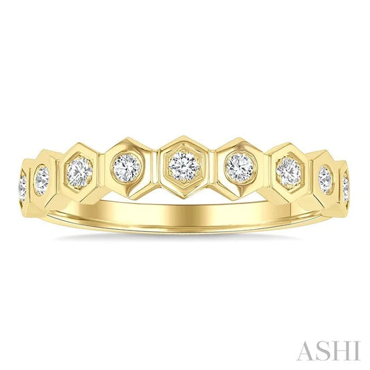 Stackable Hexagon Shape Diamond Fashion Ring