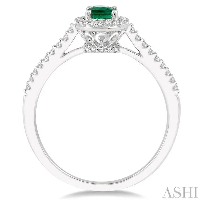 Oval Shape Gemstone & Halo Diamond Ring