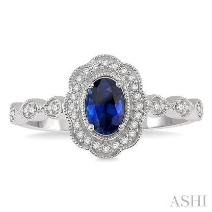 Oval Shape Gemstone & Halo Diamond Ring