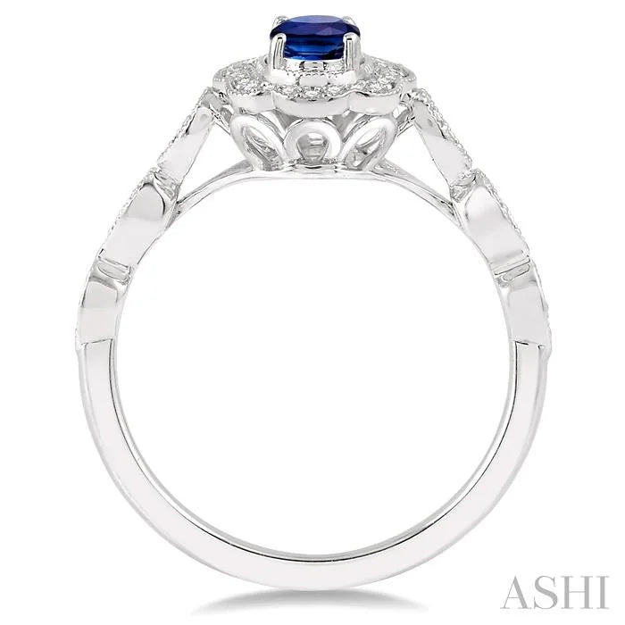 Oval Shape Gemstone & Halo Diamond Ring