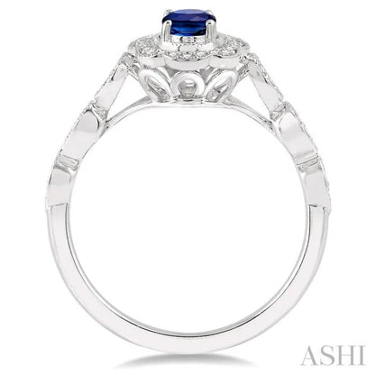 Oval Shape Gemstone & Halo Diamond Ring