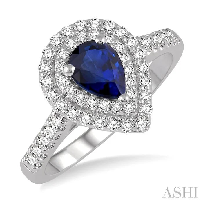 Pear Shape Gemstone & Halo Diamond Ring
