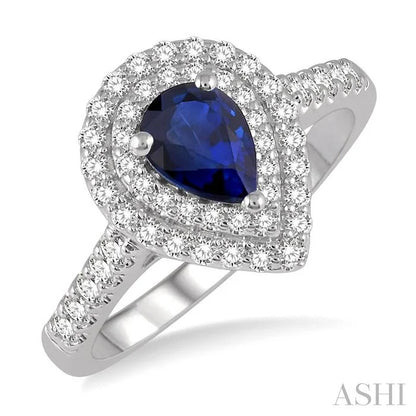 Pear Shape Gemstone & Halo Diamond Ring