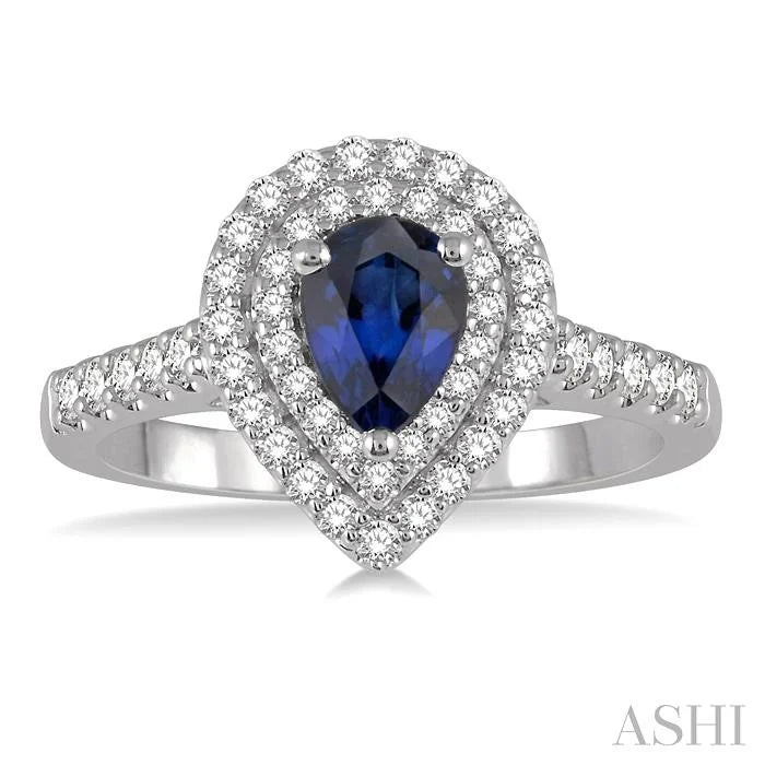 Pear Shape Gemstone & Halo Diamond Ring