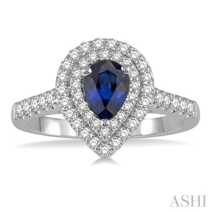 Pear Shape Gemstone & Halo Diamond Ring