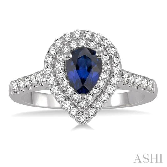 Pear Shape Gemstone & Halo Diamond Ring