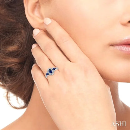 Oval & Pear Shape Gemstone & Halo Diamond Ring