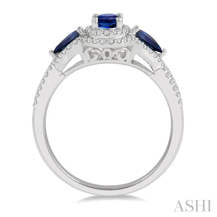 Oval & Pear Shape Gemstone & Halo Diamond Ring