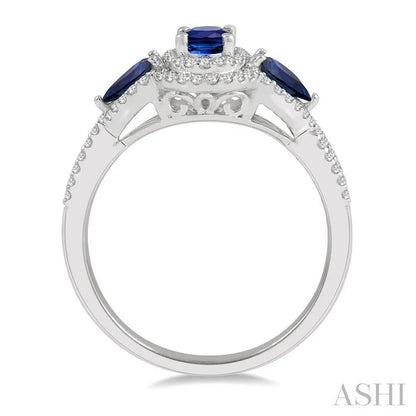 Oval & Pear Shape Gemstone & Halo Diamond Ring