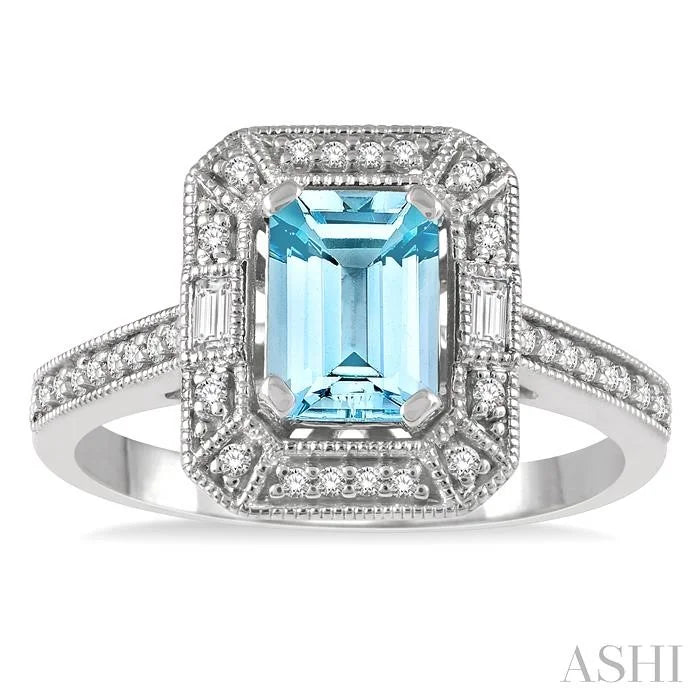 Emerald Shape Gemstone & Diamond Ring