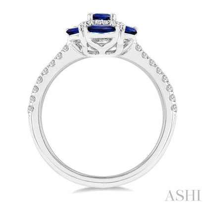 Oval Shape Gemstone & Halo Diamond Ring