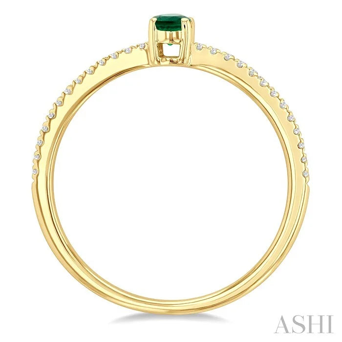 Oval Shape Gemstone & Petite Diamond Fashion Ring