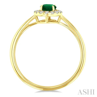 Oval Shape Gemstone & Halo Diamond Ring