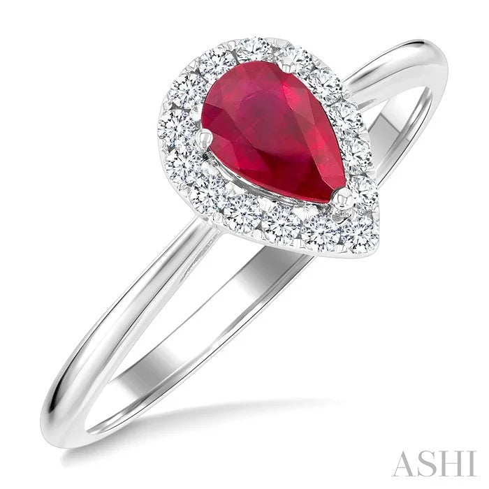 Pear Shape Gemstone & Halo Diamond Ring