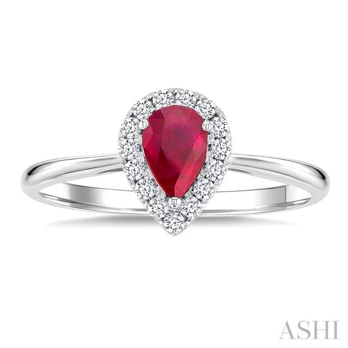 Pear Shape Gemstone & Halo Diamond Ring