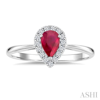 Pear Shape Gemstone & Halo Diamond Ring